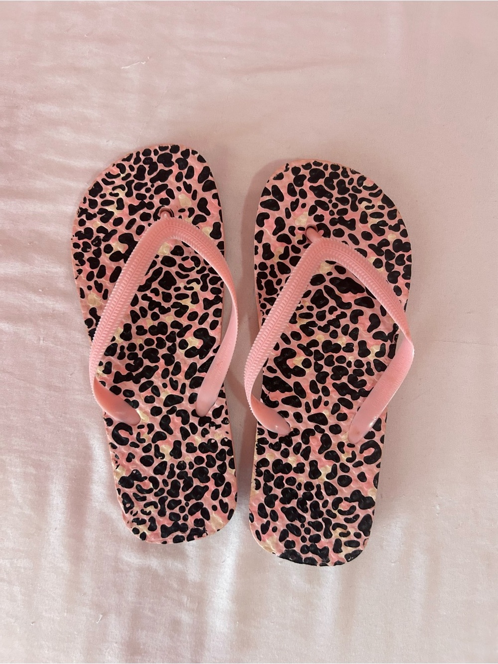Girls Pink Leopard Print Women's Flip Flops